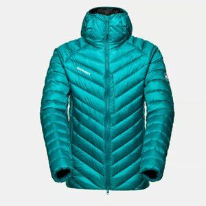 $359! NEW RARE Men's Mammut Broad Peak IN Hooded Down Jacket - Deep Teal - M